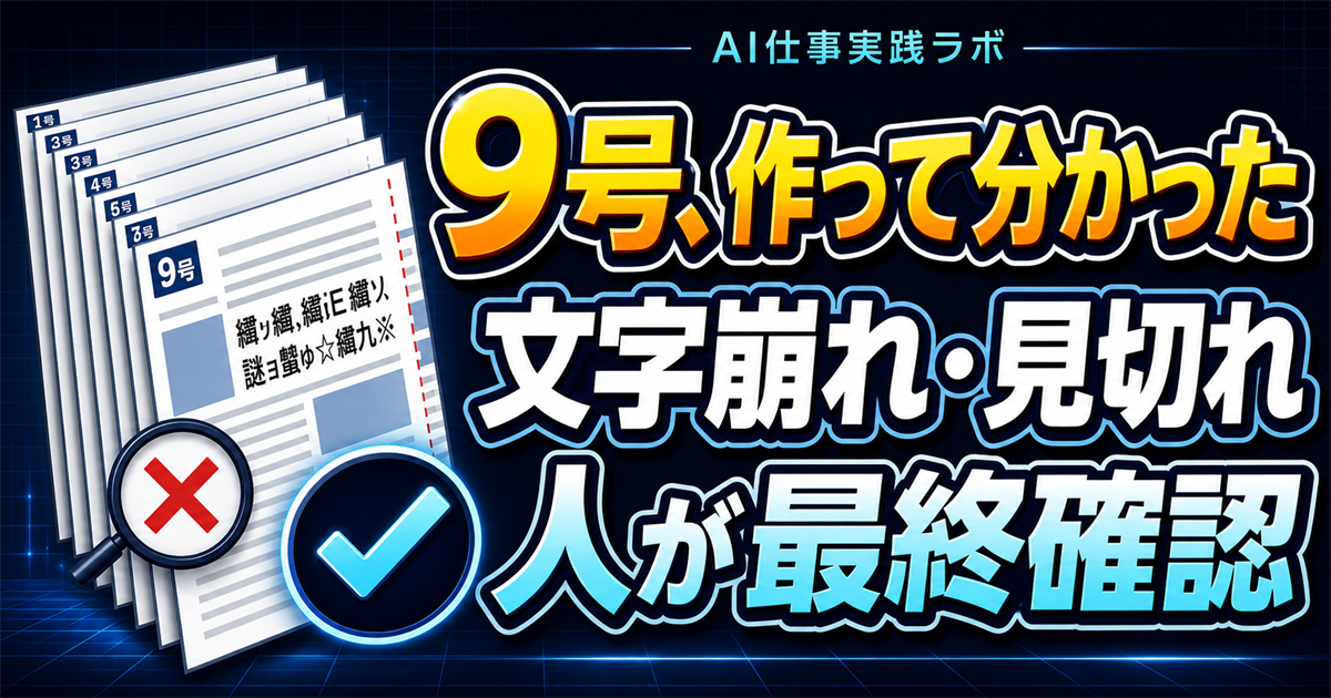 ChatGPTで週刊ニュースレターを9号作った実録｜文字崩れ・見切れ・情報ミスを減らすまでの内容を表すアイキャッチ画像